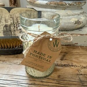 NWT Made In Portugal Textured Glass Hand Poured Scented Candle